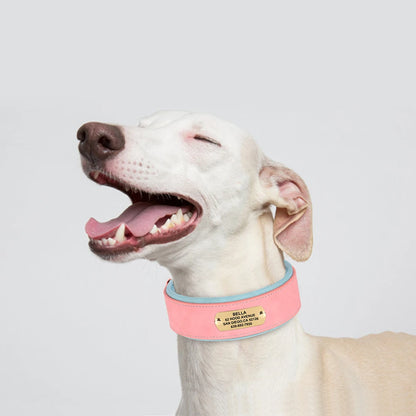 Wide Personalized Dog Collar PU Leather Customized Dogs Tag Collars Soft Pet Collar for Small Medium Large Dogs Pitbull Buldog
