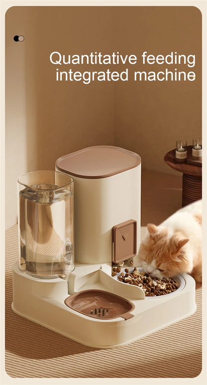 Kimpets Pet Cat Automatic Feeder Drinking Water Large Capacity Water Dispenser Dry Wet Separation Food Container Pet Supplies
