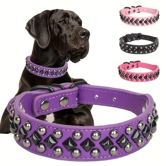 ECP037--durable pu leather pet dog collar, metal nail buckle accessories, neck protective collar for dogs,