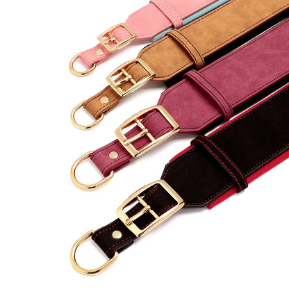 Wide Personalized Dog Collar PU Leather Customized Dogs Tag Collars Soft Pet Collar for Small Medium Large Dogs Pitbull Buldog