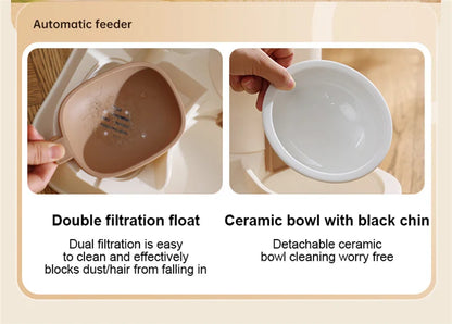 Kimpets Pet Cat Automatic Feeder Drinking Water Large Capacity Water Dispenser Dry Wet Separation Food Container Pet Supplies