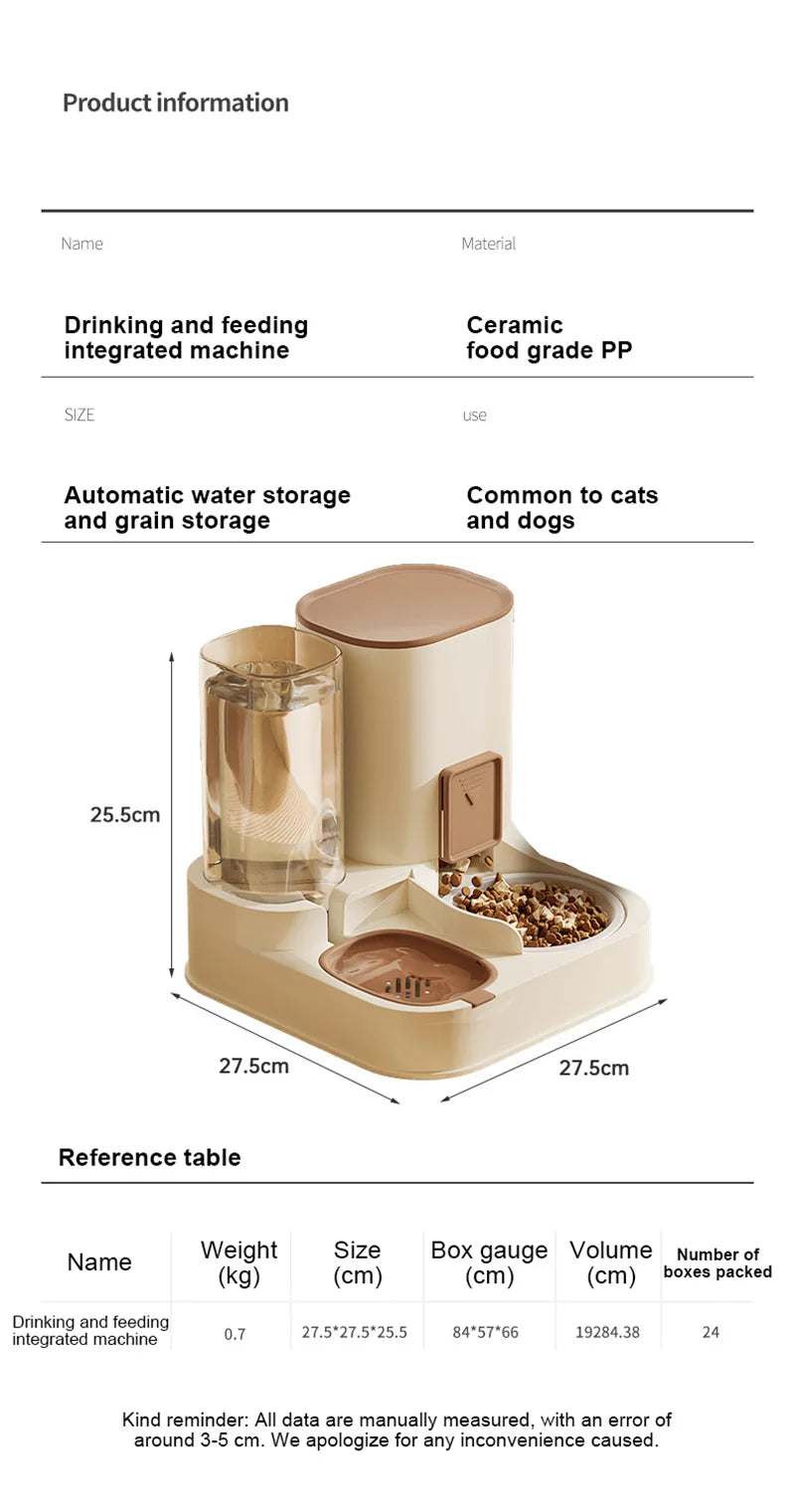 Kimpets Pet Cat Automatic Feeder Drinking Water Large Capacity Water Dispenser Dry Wet Separation Food Container Pet Supplies