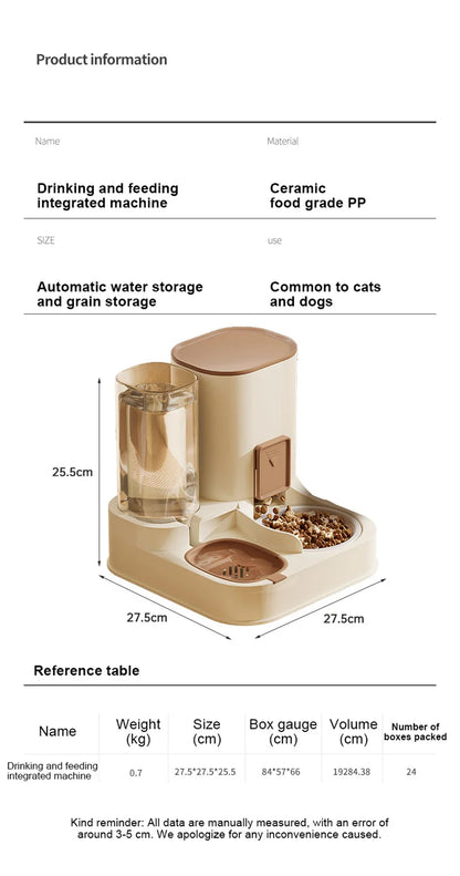 Kimpets Pet Cat Automatic Feeder Drinking Water Large Capacity Water Dispenser Dry Wet Separation Food Container Pet Supplies
