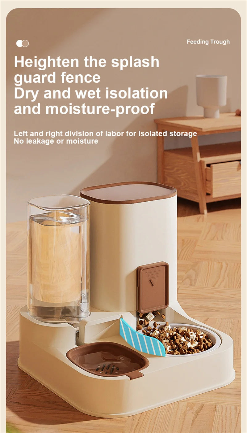 Kimpets Pet Cat Automatic Feeder Drinking Water Large Capacity Water Dispenser Dry Wet Separation Food Container Pet Supplies