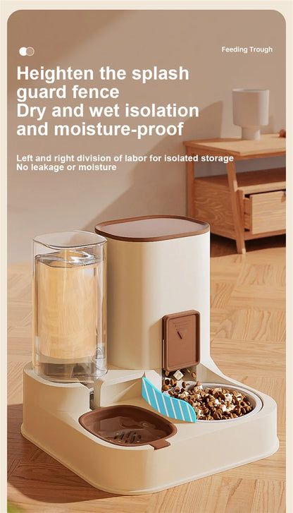 Kimpets Pet Cat Automatic Feeder Drinking Water Large Capacity Water Dispenser Dry Wet Separation Food Container Pet Supplies