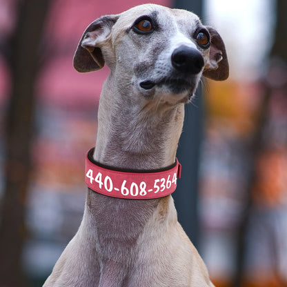 Wide Personalized Dog Collar PU Leather Customized Dogs Tag Collars Soft Pet Collar for Small Medium Large Dogs Pitbull Buldog