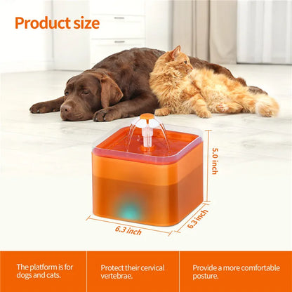 2L Automatic Cats and Dogs Water Fountain with LED Lighting USB Pet Water Dispenser with Recirculate Filtring for Pet Feeder