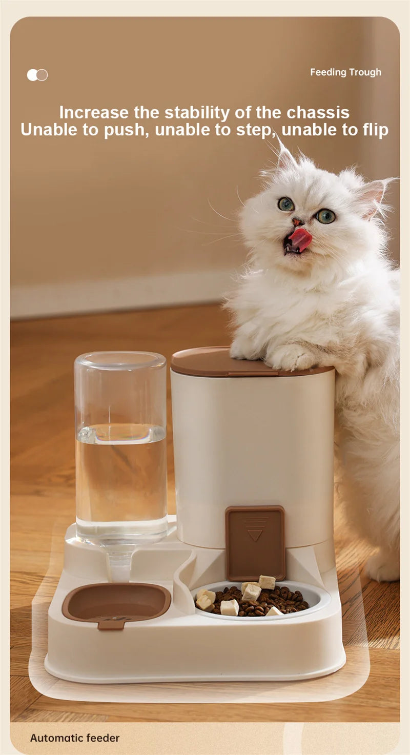 Kimpets Pet Cat Automatic Feeder Drinking Water Large Capacity Water Dispenser Dry Wet Separation Food Container Pet Supplies